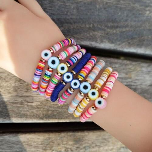 2021 Bohemia Fashion Colorful Soft clay Eye Bracelets Handmade Woman for Spring Jewelry Bracelets for Girl