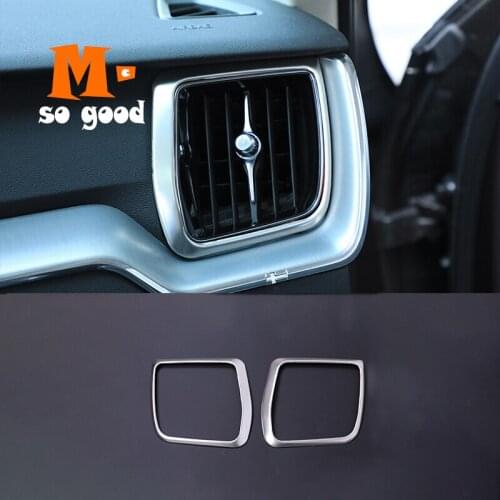 ABS Matte 2018 2019 For Volvo XC60 Car Left And Right Air Outlet Strip Cover Trim Auto Interior Moulding Accessories Sticker 2