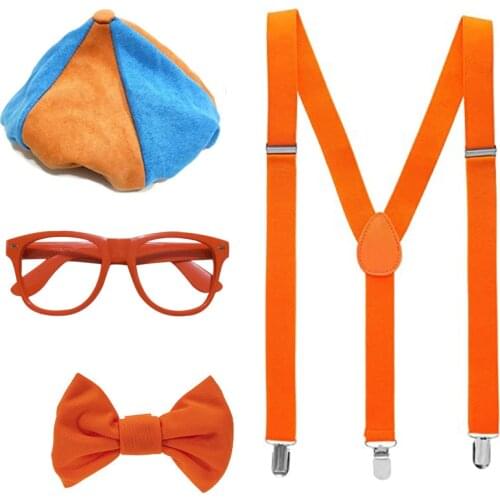 Funny Theme Roleplay Costume Accessories For Adults Children Perfect Dress Up Iconic Orange Bow Tie Suspenders Hats Party Props