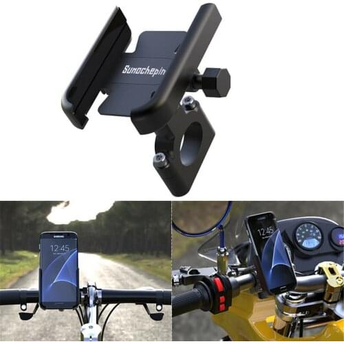 Aluminum Motorcycle Handlebar Mobile Phone Holder With USB Charger Cell Phones Mount 360 Rotation 20mm-30mm