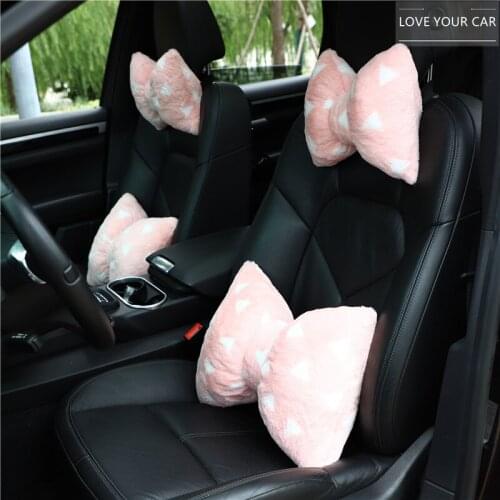 Car plush headrest lumbar support Car printed seat back lumbar pillow pillow Car waist pillow interior supplies wholesale