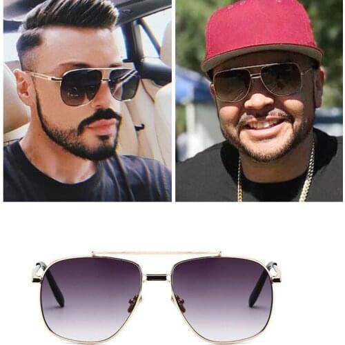 Brand Mens Sunglasses Square Sun Glasses for Man Gold Brown Vintage Steampunk Shades Gradient Lens