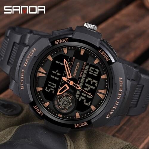SANDA Brand Sport Watches For Men Waterproof Digital Watch LED Large Dail Luminous Clock Military Big Men Watches Montre Homme