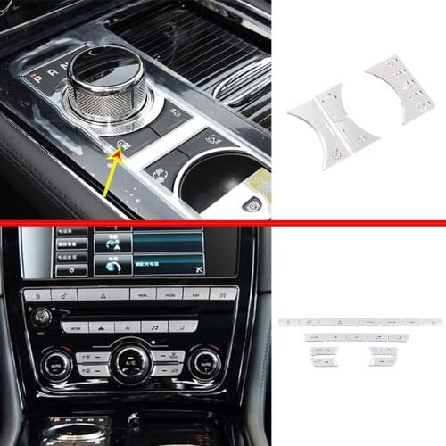For 13-15 Jaguar XJ Central control air conditioner Button Sticker Silver 16-pcs Modification accessories