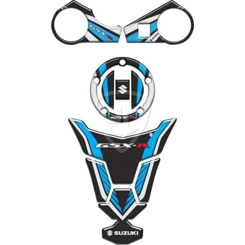 For Suzuki GSX-R GSXR 1000 2009-2016 Blue Sticker Tank Cap Cover Pad Triple Tree Clamp Tank Grip Carbon Motorcycle 3D Decal