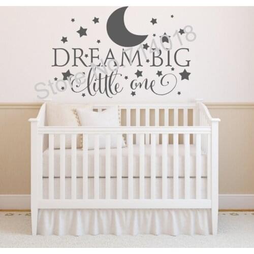 Dream Big Little One Art Wall Sticker Wall Decorative Removeable Kids Room Decel Moon Star Quotes Nersery Vinyl Poster B474