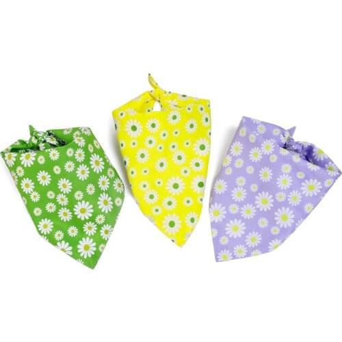 Pet Dog Cat Accessories Multicolor Daisy Pattern Double Layer Triangle Scarf Saliva Towel Medium Large Dogs Pets Supplies