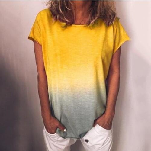 Casual Gradient Color Short Sleeved woman tshirts Tunic Basic Daily Loose Tops Harajuku fashion graphic tees women топ женский 5