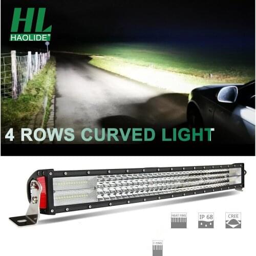 HAOLIDE 22inch 384W 4 Rows Quad Curved LED Light Bars Combo Beam 38400lm Highly Sealed Strip Lights