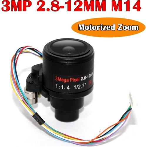 HD 3MP Motorized Varifocal 2.8-12mm CCTV Lens 1/2.7" F1.4 D14 Mount With Motorized Zoom and Auto Iris, DC Zoom & Focus For ip ca