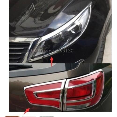 For Kia Sportage 2011 2012 2013 2014 2015 ABS Chrome Light Lamp Frame Cover Trim Accessories