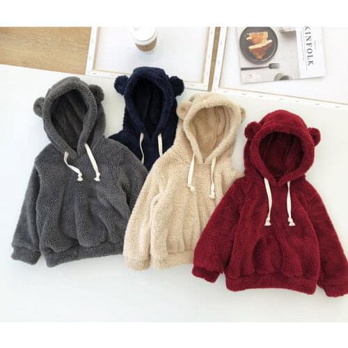 2020 Baby Girl Boy Cashmere Hoodies Coat for Winter Coats Kids Cute Bear Soft Warm Coats Sweaters Children Clothes Overwear