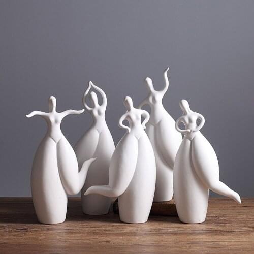 Ceramic White Fat Lady Dancer Statues Modern Dancing Women Figurines for Interior Nordic Home Decoration Accessories Gift