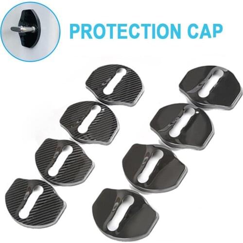 Car Door Lock Striker Cover Stainless Steel Pattern Buckle Cap Protection for Tesla model 3 Car Accessories