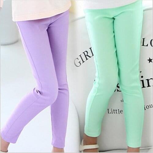 Ywstt Girls Candy Color Leggings 2017 Kids Casual Pants Girls Elestic Waist Trousers