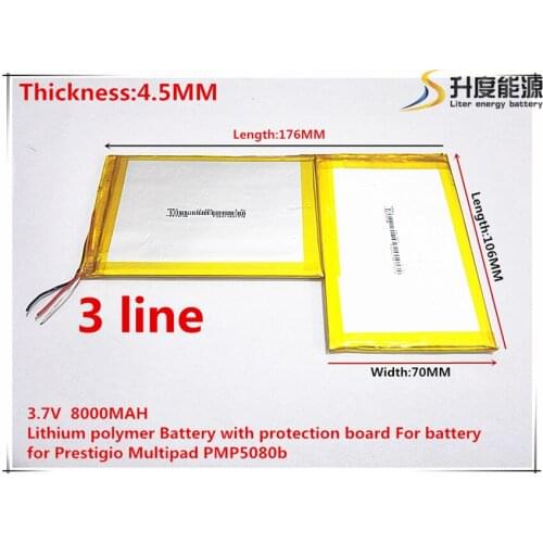 Li-Po 4570106*2 3.7V 8000mah Lithium polymer Battery with protection board For battery for Prestigio Mult PMP5080b