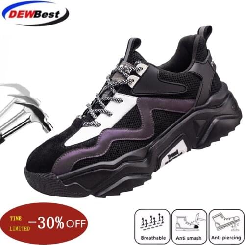 Men Steel Toe Work Safety Shoes Men Boots Breathable Outdoor Sneaker Anti-smashing Piercing Work Indestructible Shoes