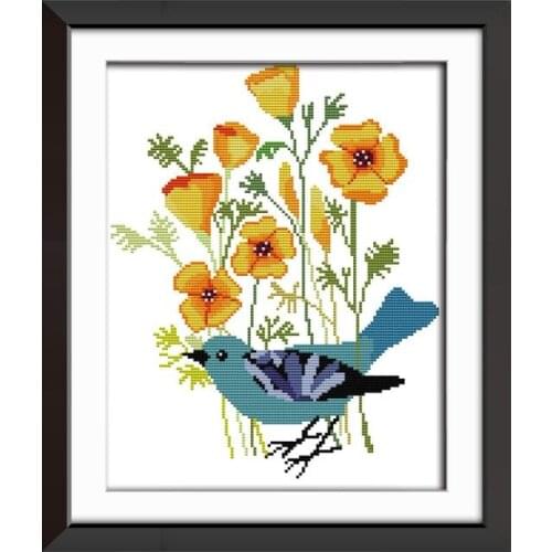 Blue bird cross stitch kit aida 14ct 11ct count printed canvas stitches embroidery DIY handmade needlework