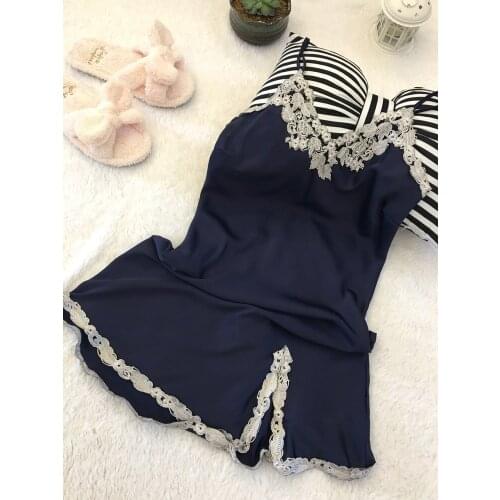 Ladies Sexy Silk Satin Nightgown Sleeveless Nighties V-neck Night Dress Lace Night Shirt Summer Home Dress Night Wear For Women