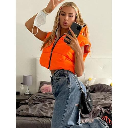 Tossy 2021 New Reversible Coat Vest Short Warm Jacket For Women Turtleneck Zipper Sleeveless Puffer Coat Female Winter New