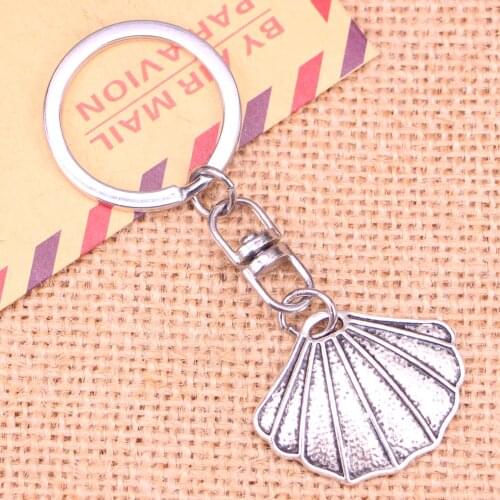 New Fashion Keychain 25*30 mm shell Pendants DIY Men Jewelry Car Key Chain Ring Holder Souvenir For Gift