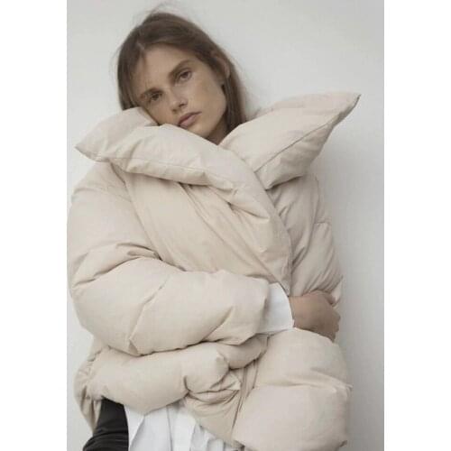 Filling 400g Fluffy goose down warm coats Winter stand collar goose down coat femal Down Jackets thick warm Parkas fit -30 F597