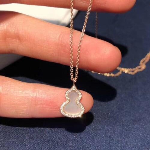 Luxury Zircon Sea Shell Gourd Necklace for Women Rose Gold Stainless Steel Chain Pendants Necklaces Fashion Brand Jewelry Z404