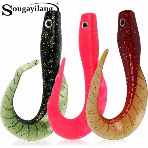 Sougayilang 3pcs Artificial Fishing Worm Lure Big Carp Trout Lifelike Fishing Soft Bait Fake Bait Lake Ocean Fishing Lure Tackle