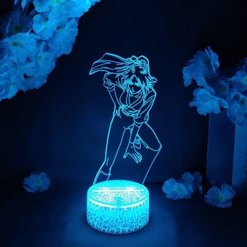LED Light Manga Anime Avatar Bleach Yoruichi Shihouin Acrylic Night Lamp RGB Flashing Cool Gift 3D Cartoon Child Room Decor