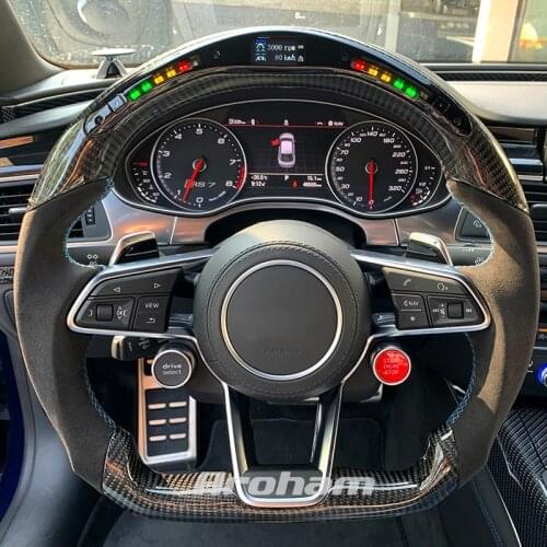 LED Shift Light Racing Sport Carbon Fiber Steering Wheel Fit For Audi R8 TTS 2018 2019 2020 2021