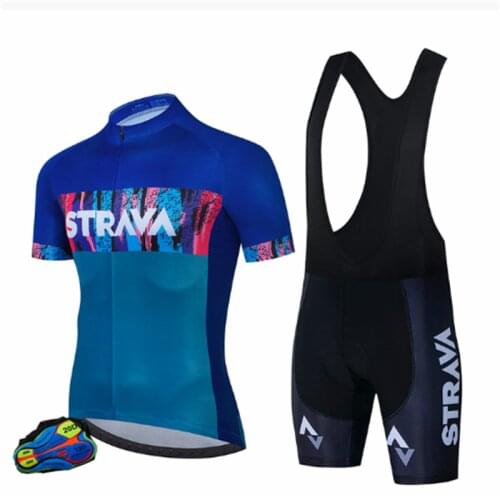 Cycling Jersey Bib Shorts Tops Set 20D Gel Pad Strava Various Cycling Jersey Suits Bicycle Short-Sleeved Cycling Jersey Naillot