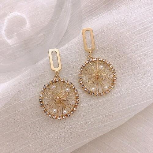 Drop Earrings for Women Dreamcatcher Pearl Fashion Luxury Earrings Crystal Geometry Pendants Earrings Jewelry Wholesale