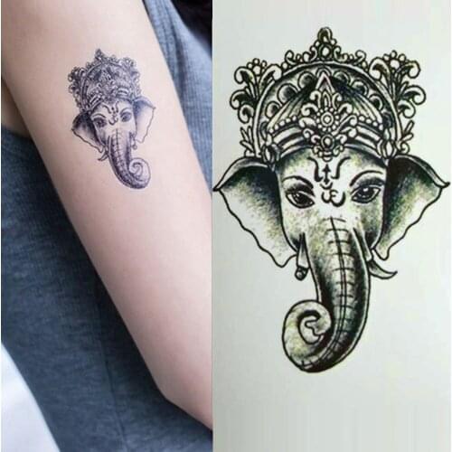 Waterproof Temporary Tattoo Sticker elephant tattoo Ganesha Water Transfer fake tattoo flash tattoos for girl women
