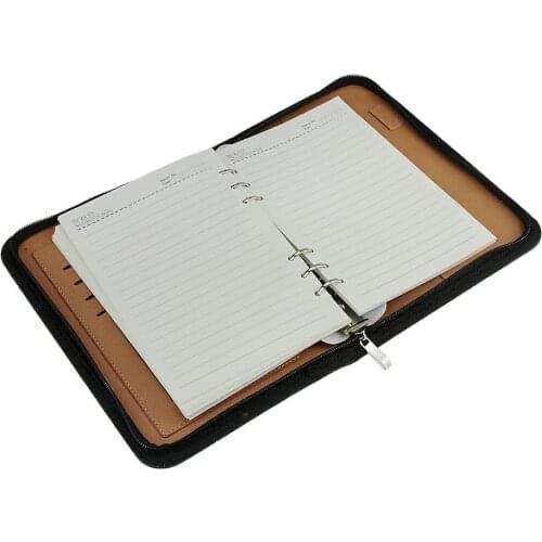 High Quality PU Leather A5 Zipper Notebook Spiral Loose-Leaf Loose-Leaf Business Notepad Travel Diary Notepad