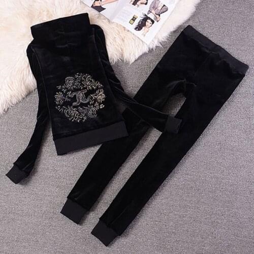 Women Velet 2-Pieces Set Sweater Suit Hoodies Zipper Top + Pencil Pants Lady Spring Fall Sweater Set S-2XL