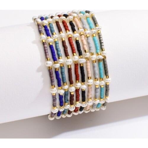 ZMZY Small Irregular Pearl Crystal Beads Charm Bracelet Thin Glass Handmade Weave String Bangles Bracelets For Women Adjustable