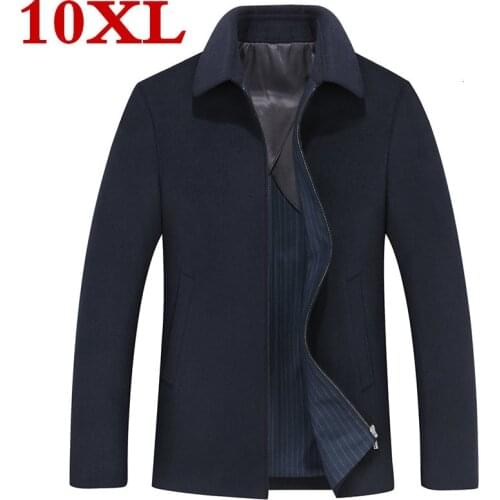 Plus size 10XL 9XL Winter Overcoat Mens Fashion Boutique Wool Woolen Coats High-end Brand Male Slim Woolen Windbreaker Jacket