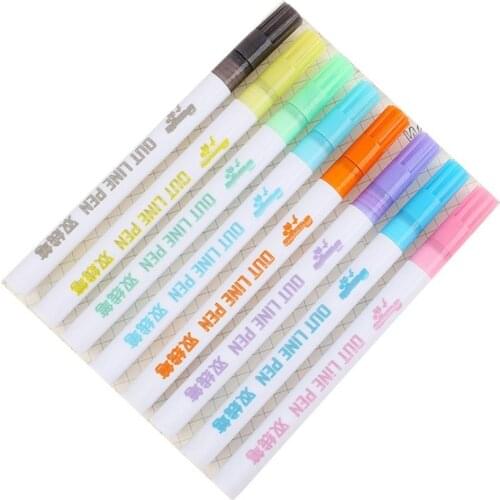 ​1 Set 8pc Journal Highlighter Marker Gel Pen Students Color Erasable Highlighters Stationery Dual Colored Glitter Stardust Pens