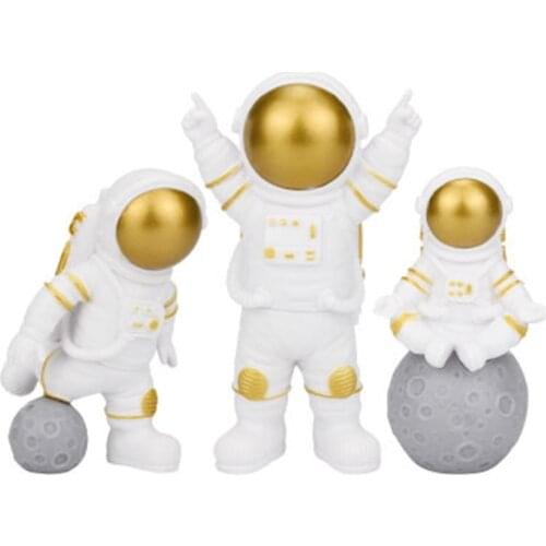 10cm 3Pcs/Pack Simple Plastic Astronaut Star Spacecraft Tabletop Ornaments Decoration Christmas Goods Gifts For Friends