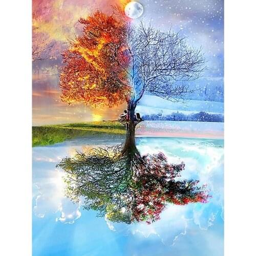 100% Full DIY 5D Diamond Painting Four Season Trees Cross Stitch Diamond Embroidery Patterns rhinestone Diamond Mosaic KBL