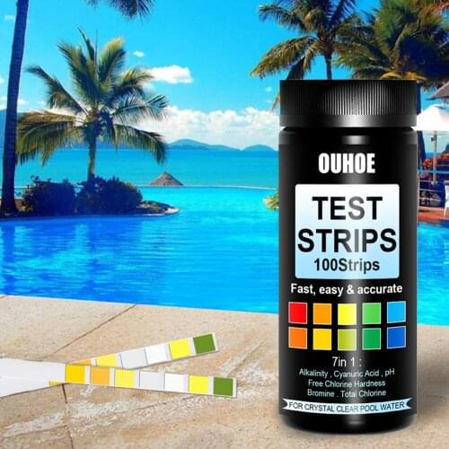 100pcs Swimming Pool PH Test Paper Strip Residual Chlorine PH Value Alkalinity Hardness Tester Cleaner Home Swimming Pool Tools