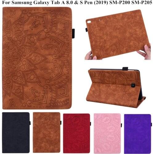 3D Flower Embossed PU Leather Case for Samsung Galaxy Tab A 8 2019 SM-P200 SM-P205 for Samsung Tab A & S Pen 8.0 2019 Cover