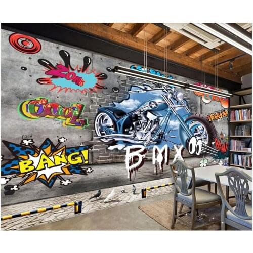 3d wallpaper custom photo any size mural Motorcycle street art graffiti tv background 3d wall murals wallpaper for living room