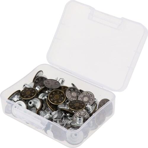 50 Sets Jean Buttons Snap Fastener Press Stud Sew On Sewing Fabric Craft
