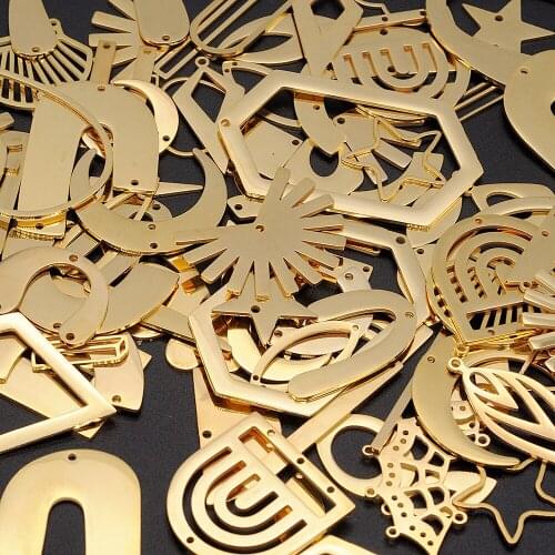 50pcs/lot Mix Designs Stainless Steel Geometric DIY Jewelry Charms Connector Wholesale Factory Price Bracelet Making Charm