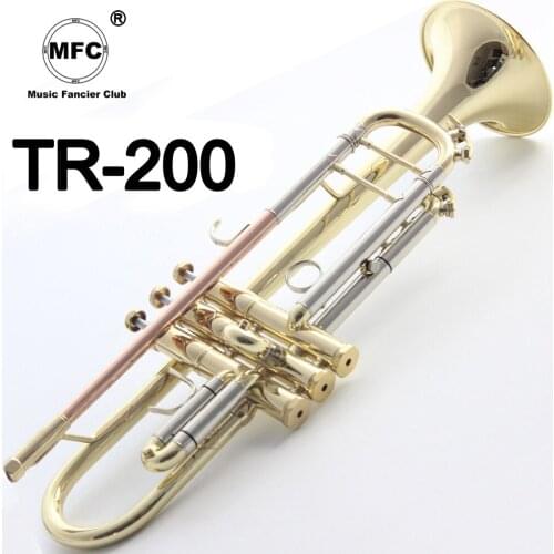Brand New Music Fancier Club Bb Trumpet TR-200 Gold Lacquer Music Instruments Profesional Trumpets 200 Included Case Mouthpiece