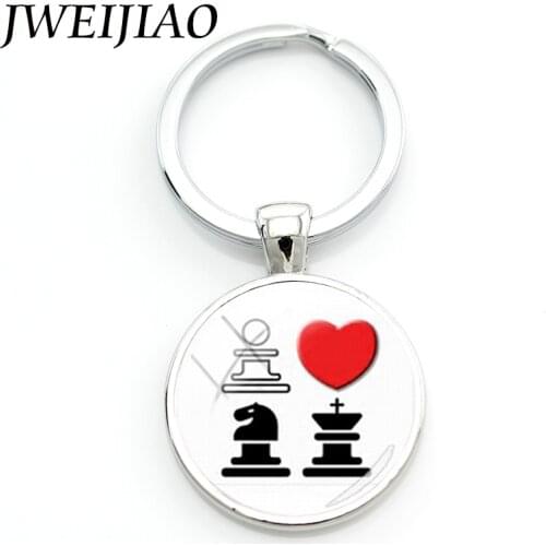 JWEIJIAO Chess Lovers Keychains & Key Buckle Marriage Wedding Custom Keychain Knight Horse You Touch Me Bride Groom Gift E597