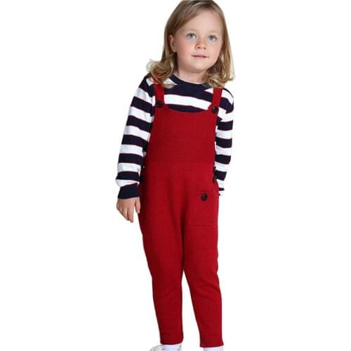 1-5Y New Autumn Unisex Baby Pocket Knitted Rompers Overalls Jumpsuits Boys Girls Candy Color Bib Harem Pants Kids Clothes