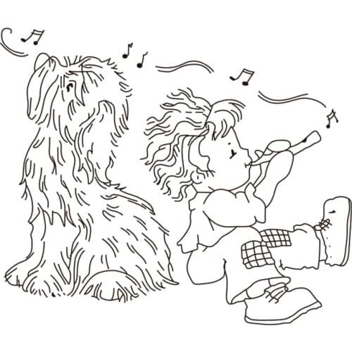 10x6 Boy playing piccolo New Transparent Clear Rubber Stamp Sheet Cling Scrapbooking Photo Album PaperCard DIY Craft