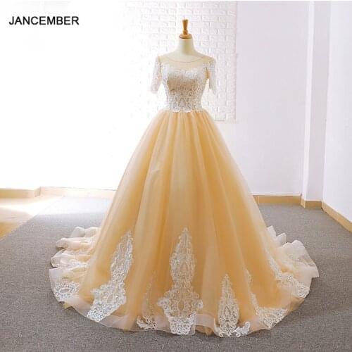 J66625 jancember evening dresses birthday gown for ladies o neck wedding party dress with champagne kleider damen abendkleid